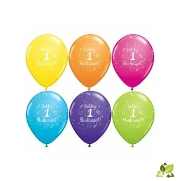 11 inch-es Boldog 1. Szülinapot Feliratú Shi. St. Tr. Assort. Szülinapi Lufi (6db/csomag) 11 inch-es Boldog 1. Szülinapot Feliratú Shi. St. Tr. Assort. Szülinapi Lufi (6db/csomag)