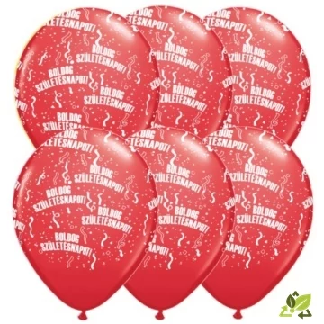 11 inch-es Boldog Születésnapot Red Lufi (6db/csomag)