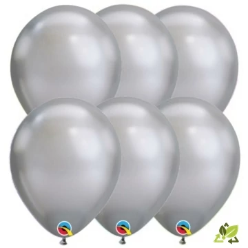11 inch-es Chrome Silver - Ezüst Kerek Lufi (6db/csomag)