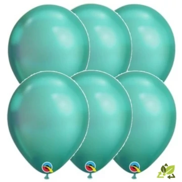 11 inch-es Chrome Green - Zöld Kerek Lufi (6db/csomag)