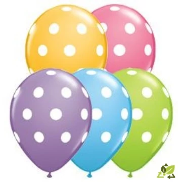 11 inch-es Big Polka Dots Assorted Pöttyös Lufi (6db/csomag)