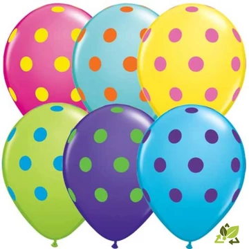 11 inch-es Big Polka Dots Colorful Special Assortment Lufi (6db/csomag)