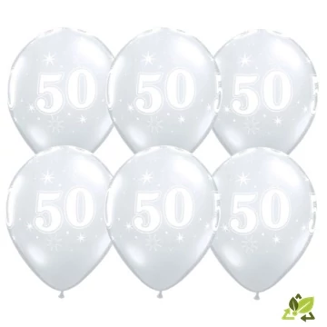 11 inch-es 50-es Sparkle-A-Round Diamond Clear Szülinapi Lufi (6db/csomag)