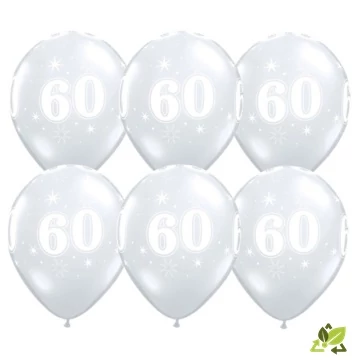 11 inch-es 60-as Sparkle-A-Round Diamond Clear Szülinapi Lufi (6db/csomag)