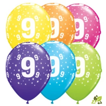 11 inch-es 9-es printelt Stars Tropical Szülinapi Számos Lufi (6 db/csomag) 11 inch-es 9-es printelt Stars Tropical Szülinapi Számos Lufi (6 db/csomag)