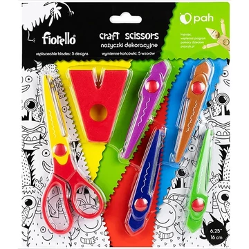 Olló kreatív FIORELLO 5 féle cserélhető pengével 16cm Olló kreatív FIORELLO 5 féle cserélhető pengével 16cm
