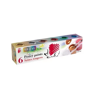 Süni tempera készlet, tégelyes, 6x25ml különböző metál szín 