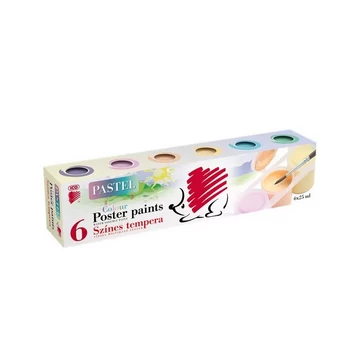 Süni tempera készlet, tégelyes, 6x25ml különböző pasztel szín