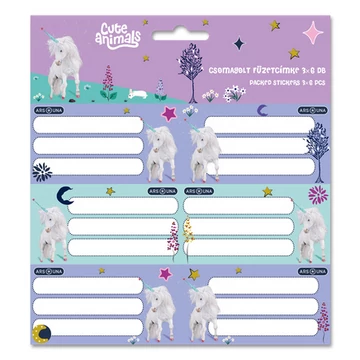 Ars Una füzetcímke 3x6 db -  Cute Animals Unicorn