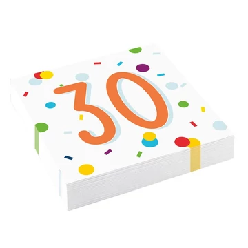 30-as Konfetti Mintás Parti Szalvéta - 33 cm x 33 cm, 16 db-os
