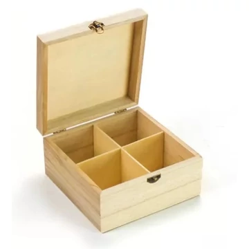Fa teafilter tartó 4 rekeszes, teli tetővel, 15x15x8cm Fa teafilter tartó 4 rekeszes, teli tetővel, 15x15x8cm