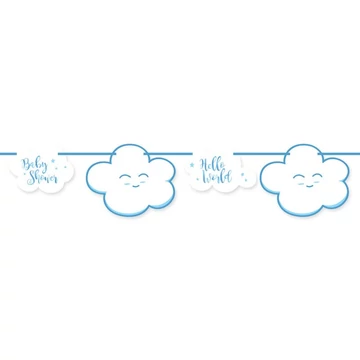 Világoskék Felhős Dekorációs Füzér Babaszületésre - 4 m Világoskék Felhős Dekorációs Füzér Babaszületésre - 4 m