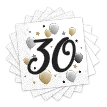 Elegáns Léggömbös 30-as Számos Szülinapi Parti Szalvéta - 33 cm x 33 cm, 20 db-os Elegáns Léggömbös 30-as Számos Szülinapi Parti Szalvéta - 33 cm x 33 cm, 20 db-os