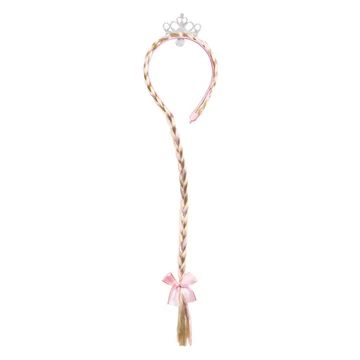 Fejdísz, mini rózsaszín korona, színes hajfonattal Fejdísz, mini rózsaszín korona, színes hajfonattal