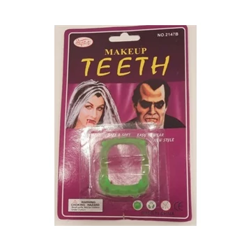 Műanyag vámpírfog fluoreszkáló, sötétben világit Műanyag vámpírfog fluoreszkáló, sötétben világit