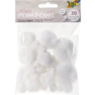 Pompom/24db, fehér, vegyes méret
