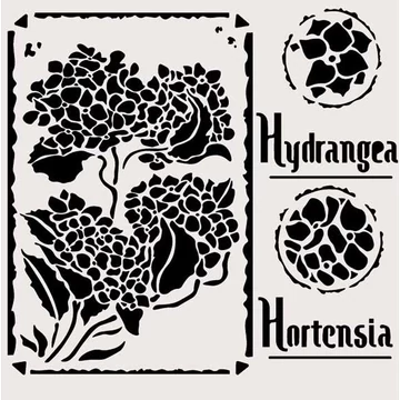 Stencil, 18x18cm - Hortenziás keretek