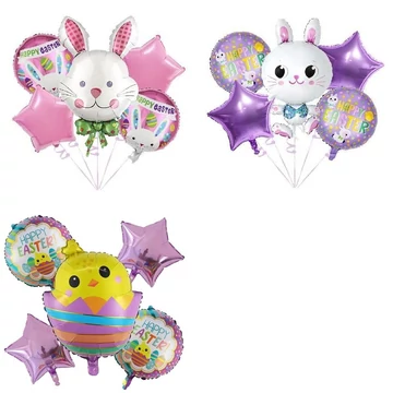 Léggömb fólia szett, 5 darabos, húsvéti Léggömb fólia szett, 5 darabos, húsvéti