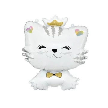 Léggömb fólia Fehér cica koronával, 71cm Léggömb fólia Fehér cica koronával, 71cm