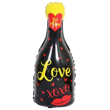 Léggömb fólia, Love pezsgős üveg, fekete, Xoxo 103x49cm Léggömb fólia, Love pezsgős üveg, fekete, Xoxo 103x49cm