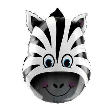 14 inch-es Zebra fej fólia lufi pálcán masnival 14 inch-es Zebra fej fólia lufi pálcán masnival