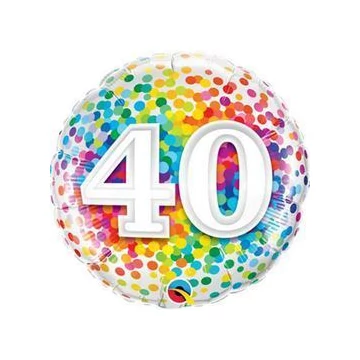18 inch-es 40 Rainbow Confetti Szülinapi Fólia Lufi