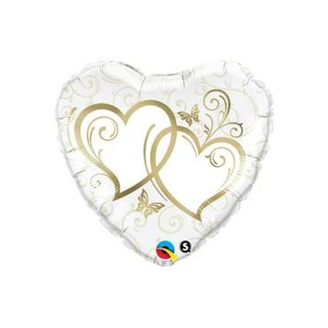 18 inch-es Entwined Hearts Gold Esküvői Szív Fólia Lufi 18 inch-es Entwined Hearts Gold Esküvői Szív Fólia Lufi