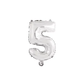 16 inch-es - 41 cm  5-ös - Ezüst Számos Levegős Fólia Lufi 16 inch-es - 41 cm  5-ös - Ezüst Számos Levegős Fólia Lufi