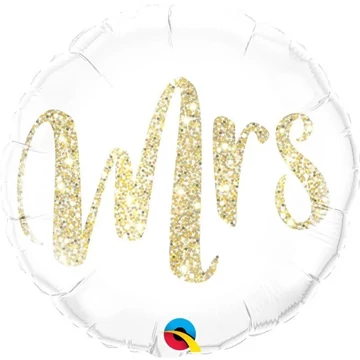 Léggömb fólia, fehér-arany, Mrs, 18 inch-es