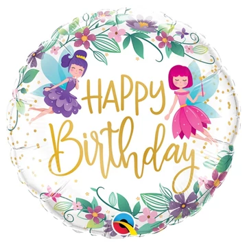 Léggömb fólia Happy Birthday, tündéres, 18 inch-es