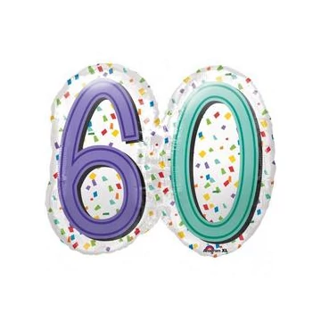 60-as Rainbow Birthday Szülinapi Számos Super Shape Fólia Lufi