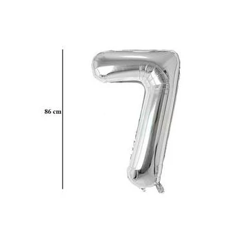 34 inch-es Number 7 Silver - Ezüst Számos Fólia Lufi