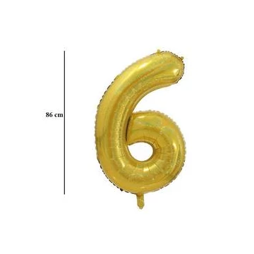 34 inch-es 6 Arany - Gold Számos Super Shape Fólia Lufi