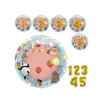22 inch-es 1-5-ig 3D Számozható Szülinapi Állat Mintás Fólia Lufi 22 inch-es 1-5-ig 3D Számozható Szülinapi Állat Mintás Fólia Lufi