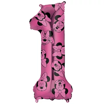 26 inch-es Minnie Egér - Minnie Mouse Mintás Number 1 Pink Számos Fólia Lufi 26 inch-es Minnie Egér - Minnie Mouse Mintás Number 1 Pink Számos Fólia Lufi