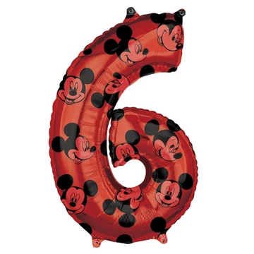 26 inch-es Mickey Egér - Mickey Mouse Mintás Number 6 Red Számos Fólia Lufi 26 inch-es Mickey Egér - Mickey Mouse Mintás Number 6 Red Számos Fólia Lufi