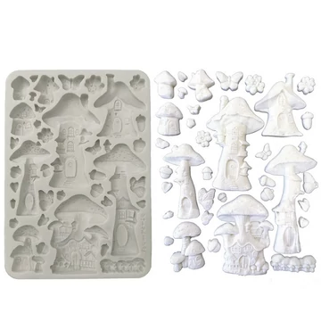 Szilikon öntőforma A/5 -  Hidden Grove - Mushroom House