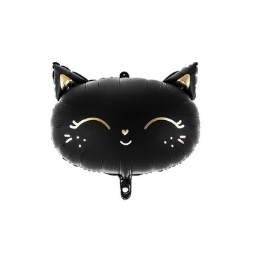 Mosolygós Fekete Arany Cica Fej Fólia Lufi Mosolygós Fekete Arany Cica Fej Fólia Lufi