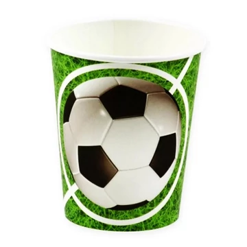 Papír parti pohár, 6db/csomag - Foci, zöld-fehér