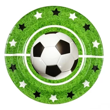 Papír parti tányér, 6db/csomag - Foci, zöld-fehér
