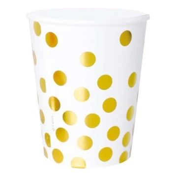 Arany pöttyös parti pohár, 6db/csomag