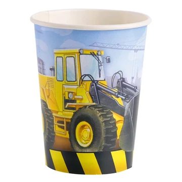 Munkagép mintás parti pohár, 8db/csomag