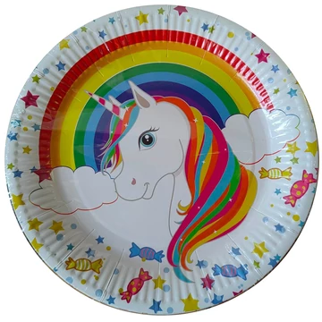 Unikornis mintás parti tányér, 23cm, 8db/csomag
