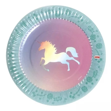 Unikornis parti tányér, 18cm, 6db/csomag