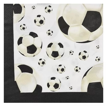Szalvéta 33x33cm, 16db/csomag - Foci, fekete-fehér
