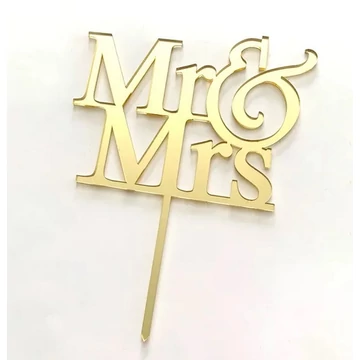 Torta beszúró Mr&Mrs, arany, 15cm