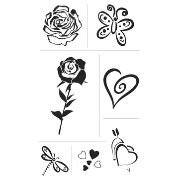 Szilikon bélyegző szív, virág, pillangó 9x15cm Szilikon bélyegző szív, virág, pillangó 9x15cm