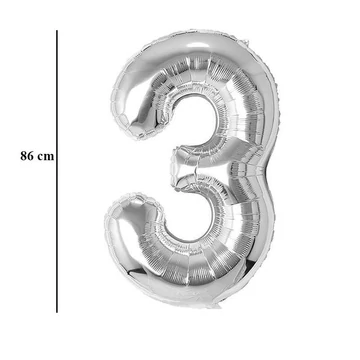 34 inch-es 3 Ezüst - Silver Számos Super Shape Fólia Lufi