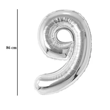 34 inch-es 9 Ezüst - Silver Számos Super Shape Fólia Lufi