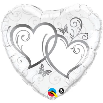18 inch-es Entwined Hearts Silver Esküvői Szív Fólia Lufi 18 inch-es Entwined Hearts Silver Esküvői Szív Fólia Lufi